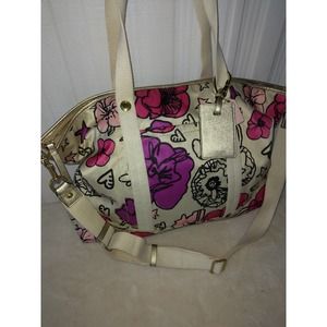 Coach Kyra Floral Travel Tote Carryon Poppy Shoulder Bag F77303 X LARGE GUC!